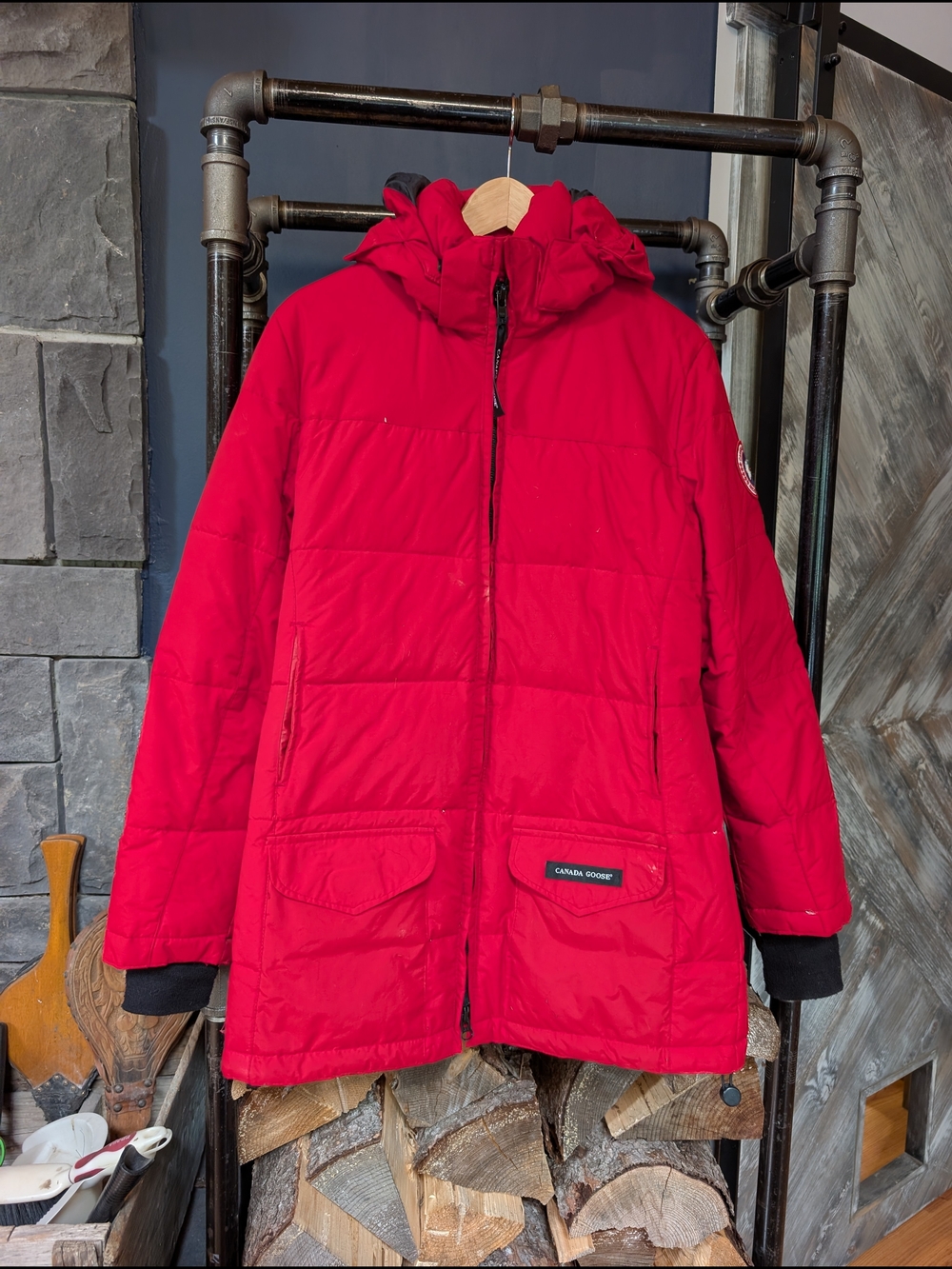 Vintage Red Canada Goose Parka With Hood Size XS